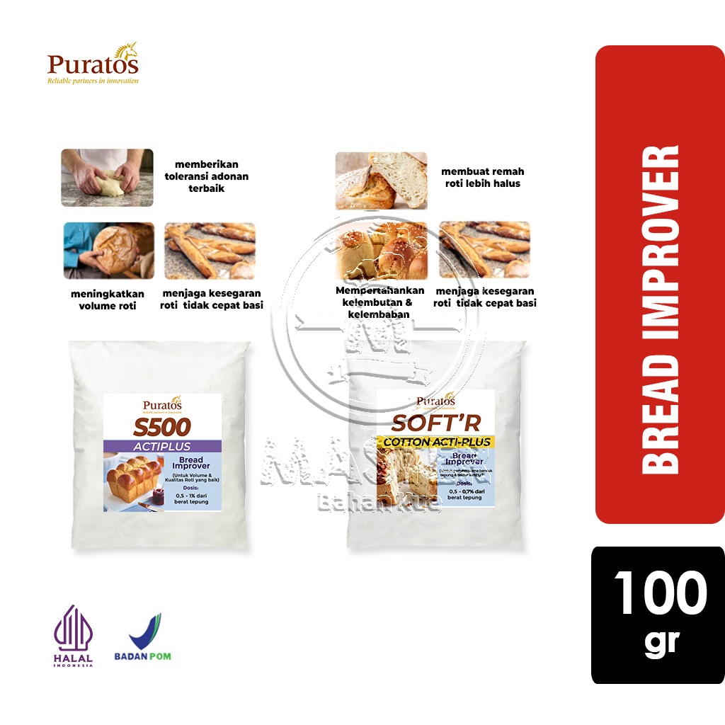 

Puratos S500 Acti Plus / SOFT'R Cotton Acti Plus Bread Improver Pengempuk Pelembut Pelembab [100 gr]