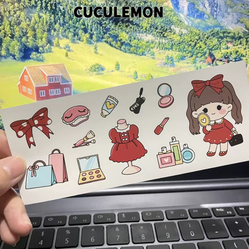 

Cuculemon Stiker Tumbler Stiker kartun (pola acak) Stiker Termos Kopi Anti Air Aesthetic Design DIY