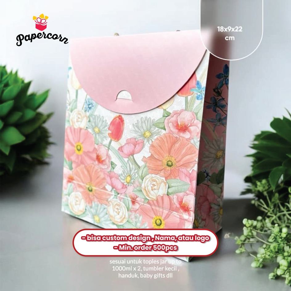 

10 Pcs Box Paperbag Hampers Flora Box Box Wedding/baby shower/lebaran/natal/tahun baru 18x9x22cm