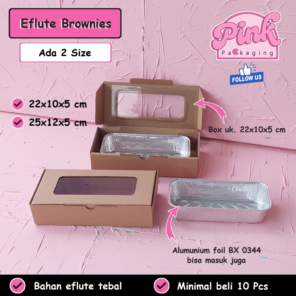 

Box Eflute Brownies 22x10x5 / 25x12x5 Bahan Kardus Tebal Box Souvenir Hampers Dengan Window Mika