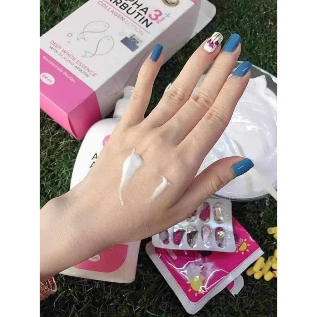 Kapsul PRECIOUS SKIN ALPHA ARBUTIN 3+ COLLAGEN BUBUK LOTION campuran Hb untuk memutihkan badan mengg