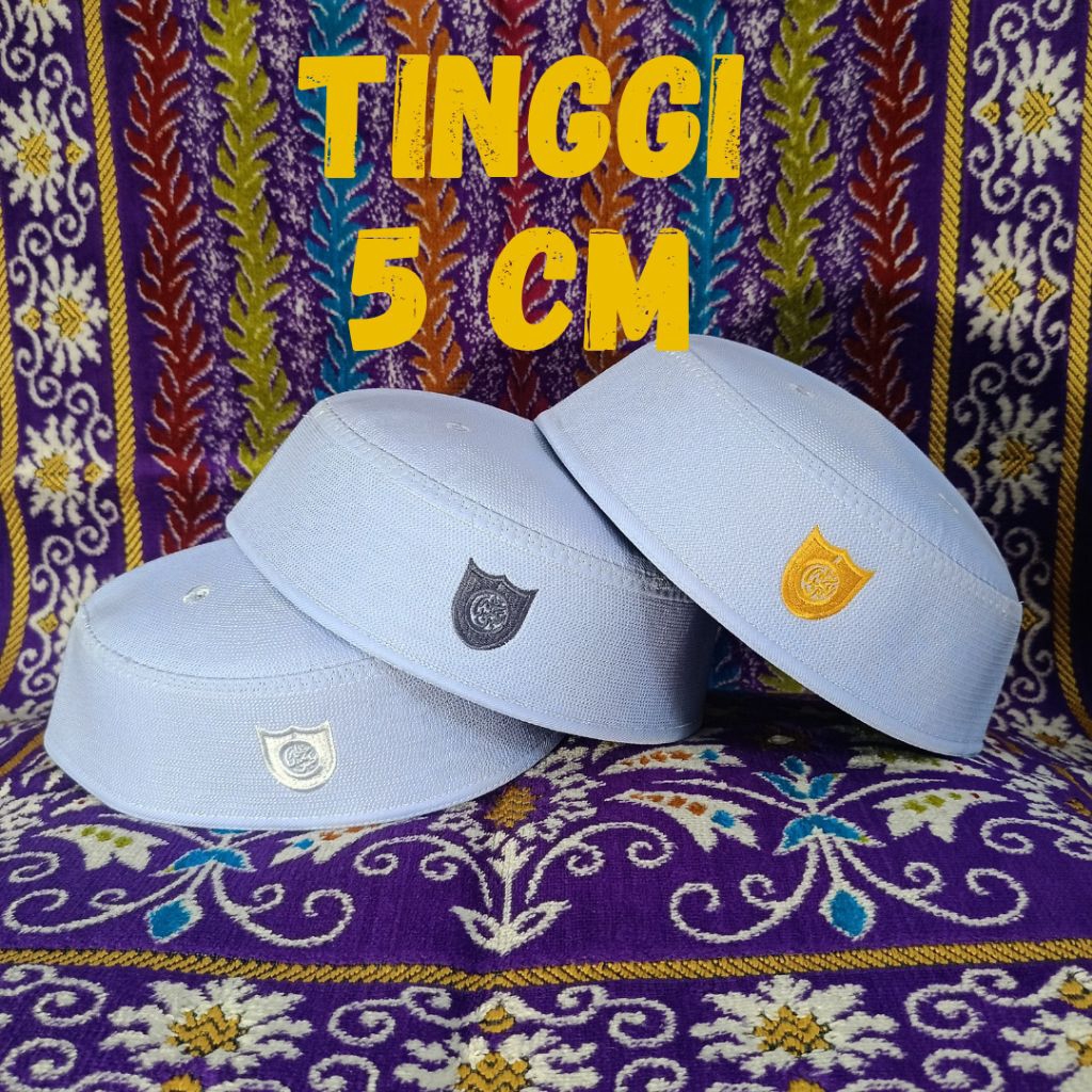 Peci kopyah Malaysia songkok kupluk haji putih tinggi 5 cm ceper