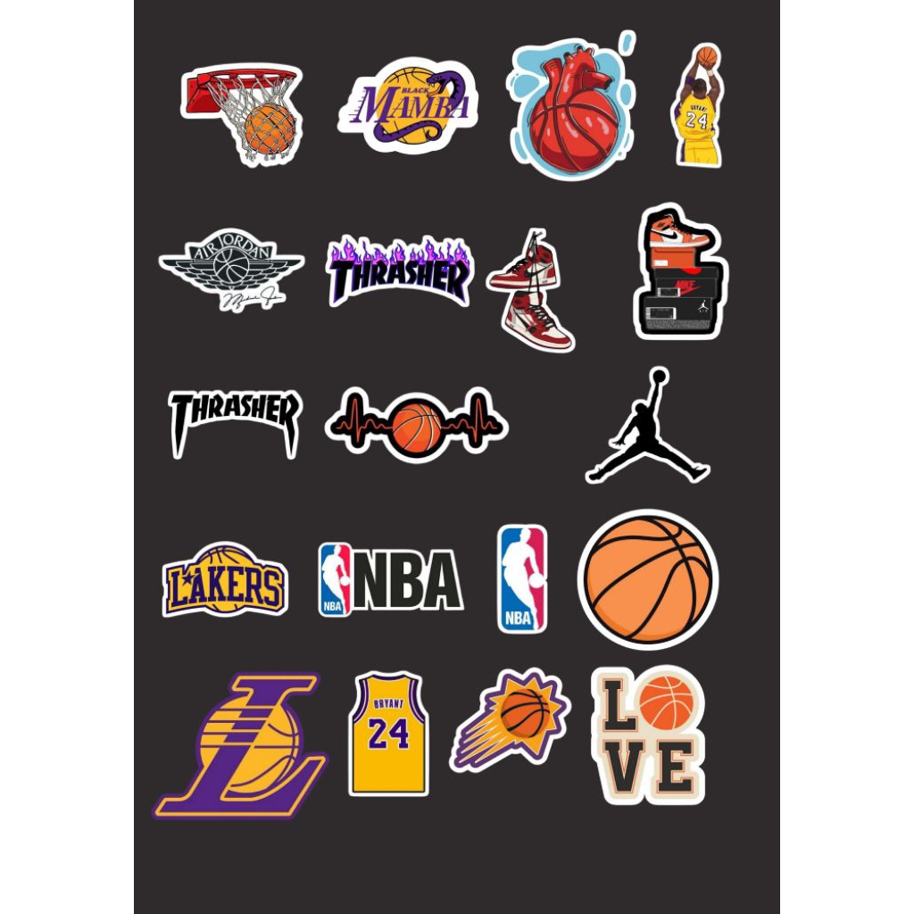 

STICKER BASKETBALL MURAH ISI 19PCS-ANTI AIR UNTUK HELM-LEPTOP-CASE HP