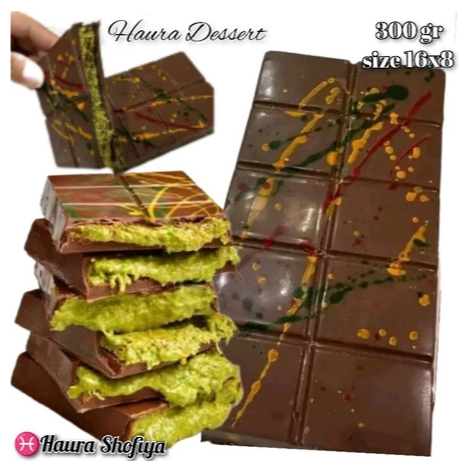 

Chocolate Dubai Original Crispy "PISTACHIO KUNAFE" Berat ±270 gr ,Size 16x8 cm ,Coklat Viral Lembut Meleleh Dimulut Food Cocoa Cemilan