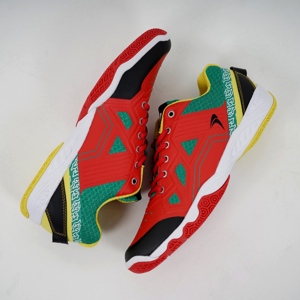 New Deals Flypower Argapura Geni 02 Sepatu Badminton Pria Wanita Seri Agrippina Warna Black Red