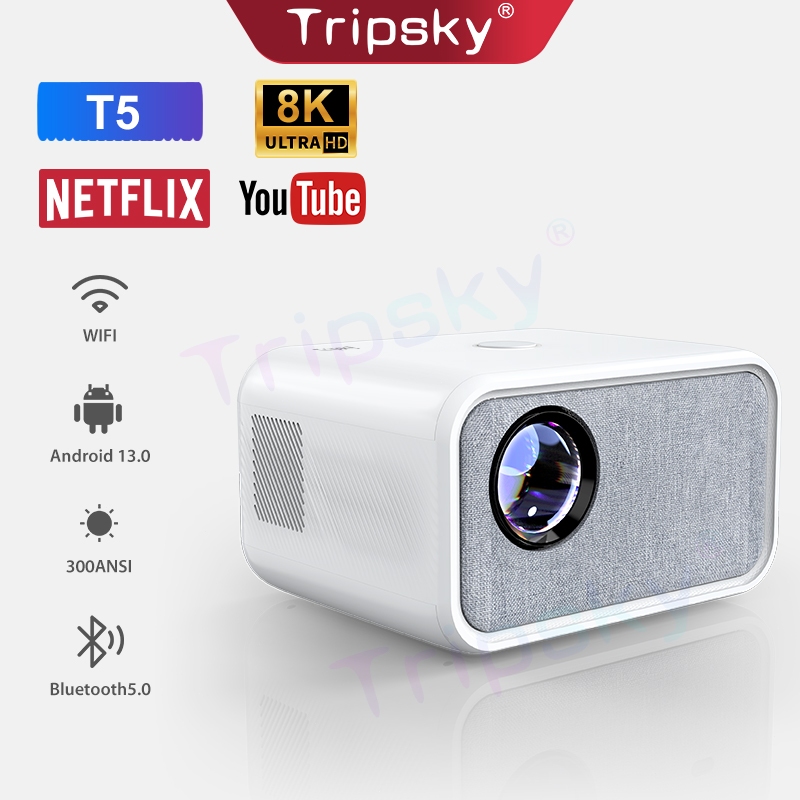 Tripsky Proyektor Android T5 8K  Android 13.0  Smart proyektor Netflix