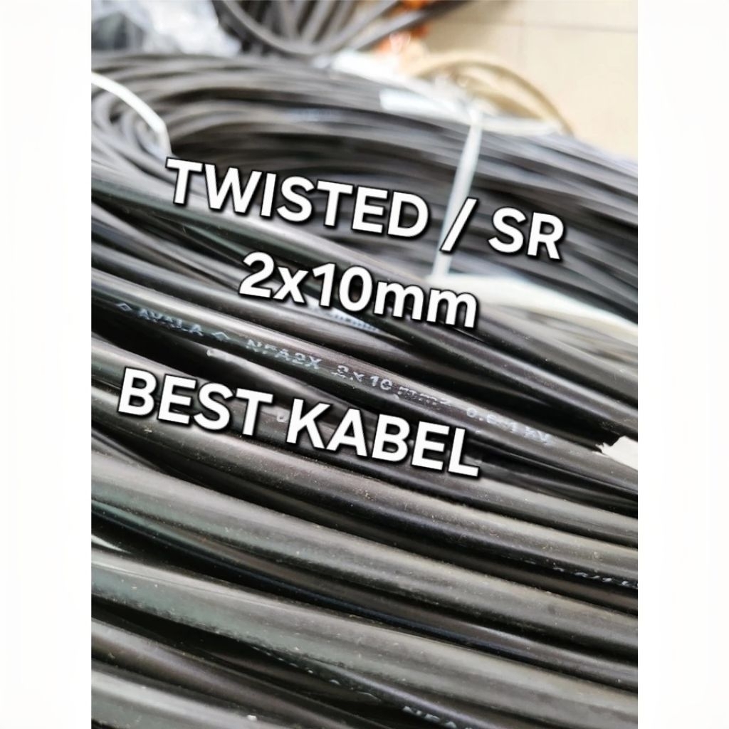 kabel SR 2x10 / TWISTED 2x10mm/ TWIST  2 x 10mm merk biasa Merindo  / sutrado / citra dsb bukan 4bes