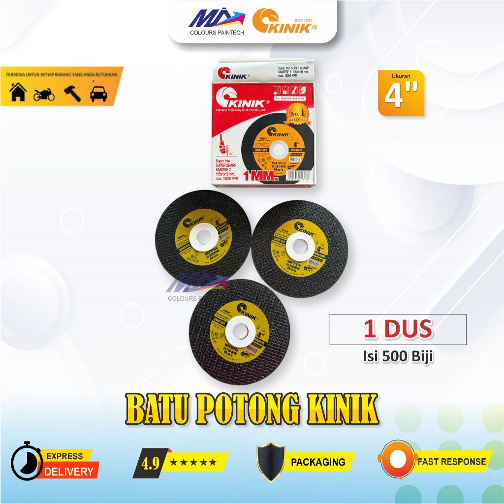 [1 dus =500 Pcs] Batu potong besi kinik 4" resibon potong