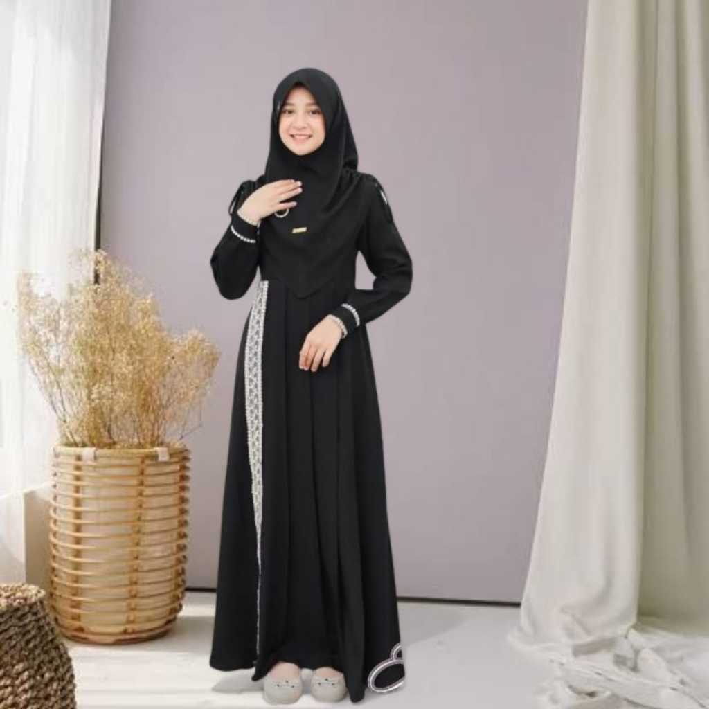 Mahabbah Syari Gamis Anak Remaja  Bahan : Crinkle Airflow import Satu Set Gamis+Hijab