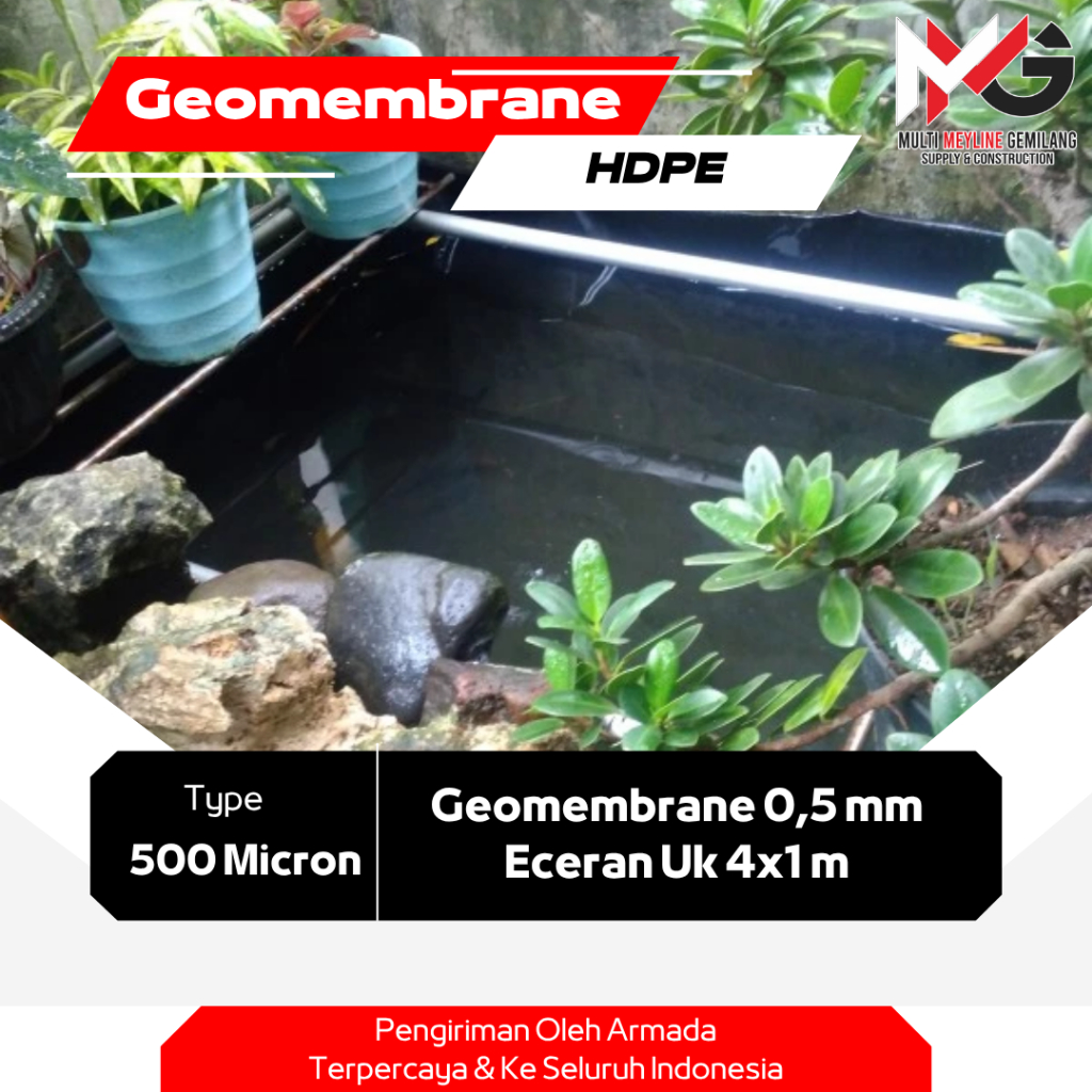 Geomembrane HDPE 0,5 mm 4x1 Eceran | Karpet Tambak 500 micron Ukuran 4x1 m | Terpal Kolam Per Meter