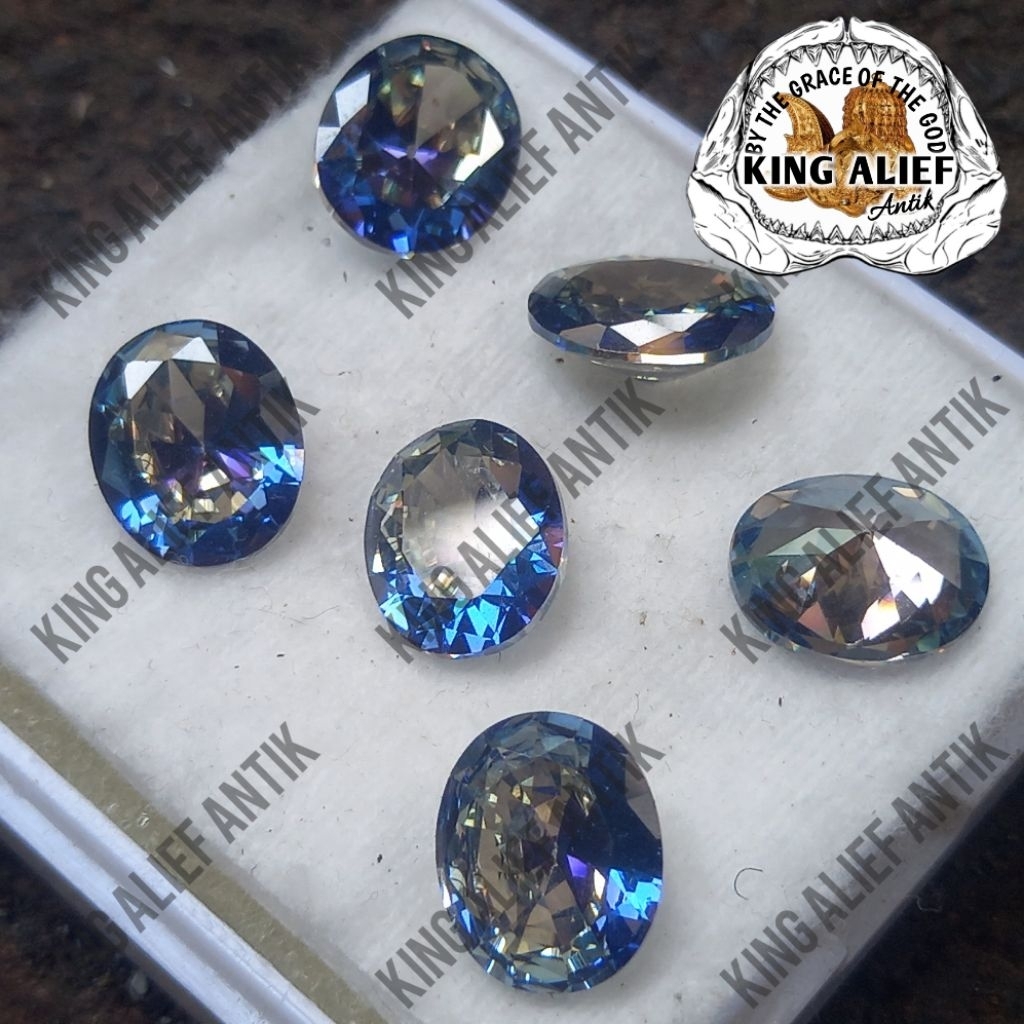 Batu Permata Merah Delima Biru Dewi Pantai Utara Top Glowing Cutting Size Kantoran Siap Naik Ring Ko