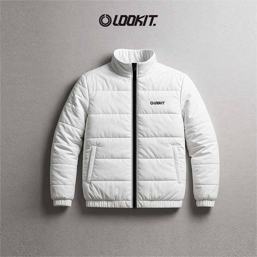 LookitId - Puffer Jacket White | Jaket Kembung Pria | Jaket Motor Puffer Musim Dingin | Jaket Puffer