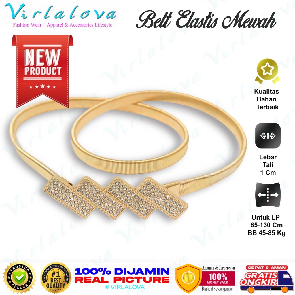 Virlalova Ikat Pinggang Wanita Fashion Premium Belt Elastis Mewah Gesper Wanita Sabuk Elastis  untuk