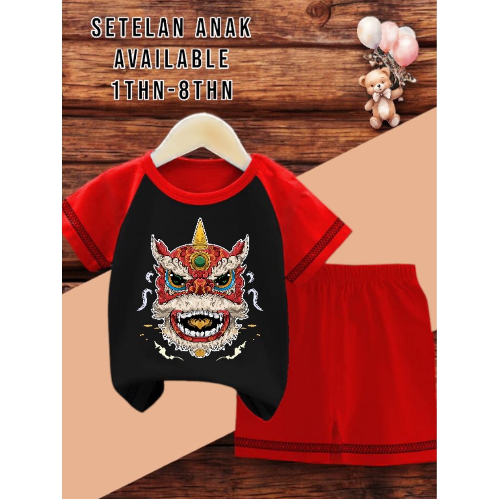 SETELAN ANAK BARONG 3 KIMONO HITAM MERAH KEREN BAJU ANAK