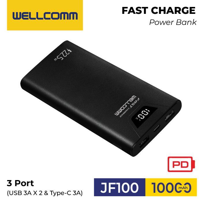 Power Bank Wellcomm JF100 PD 22,5W Dual USB Port 10000 mAh -BLACK
