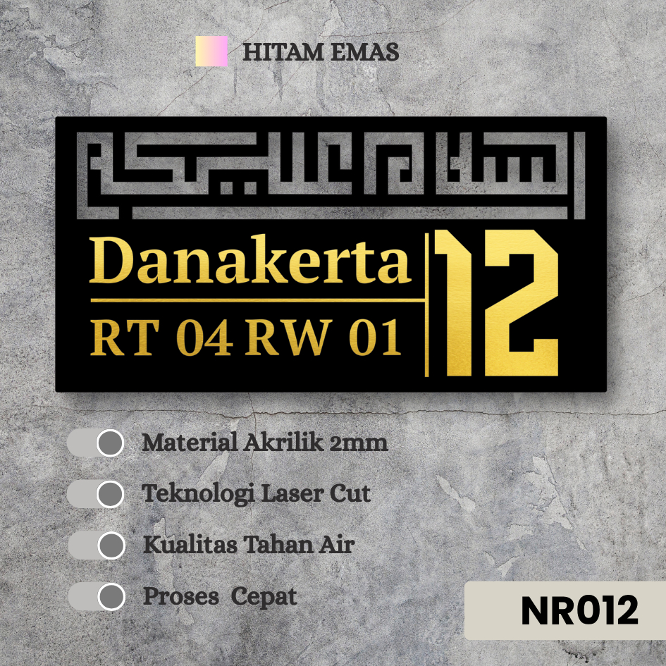 Nomor Rumah Akrilik Custom – Estetik | Plat Tempel Dinding | Tahan Air & Mewah