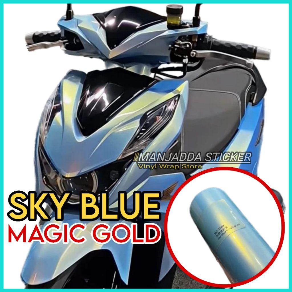 STICKER SKOTLET ICE SKY BLUE MAGIC LEMBAYUNG GOLD SUPER GLOSSY BAHAN LENTUR MUDAH DIPASANG KUALITAS 