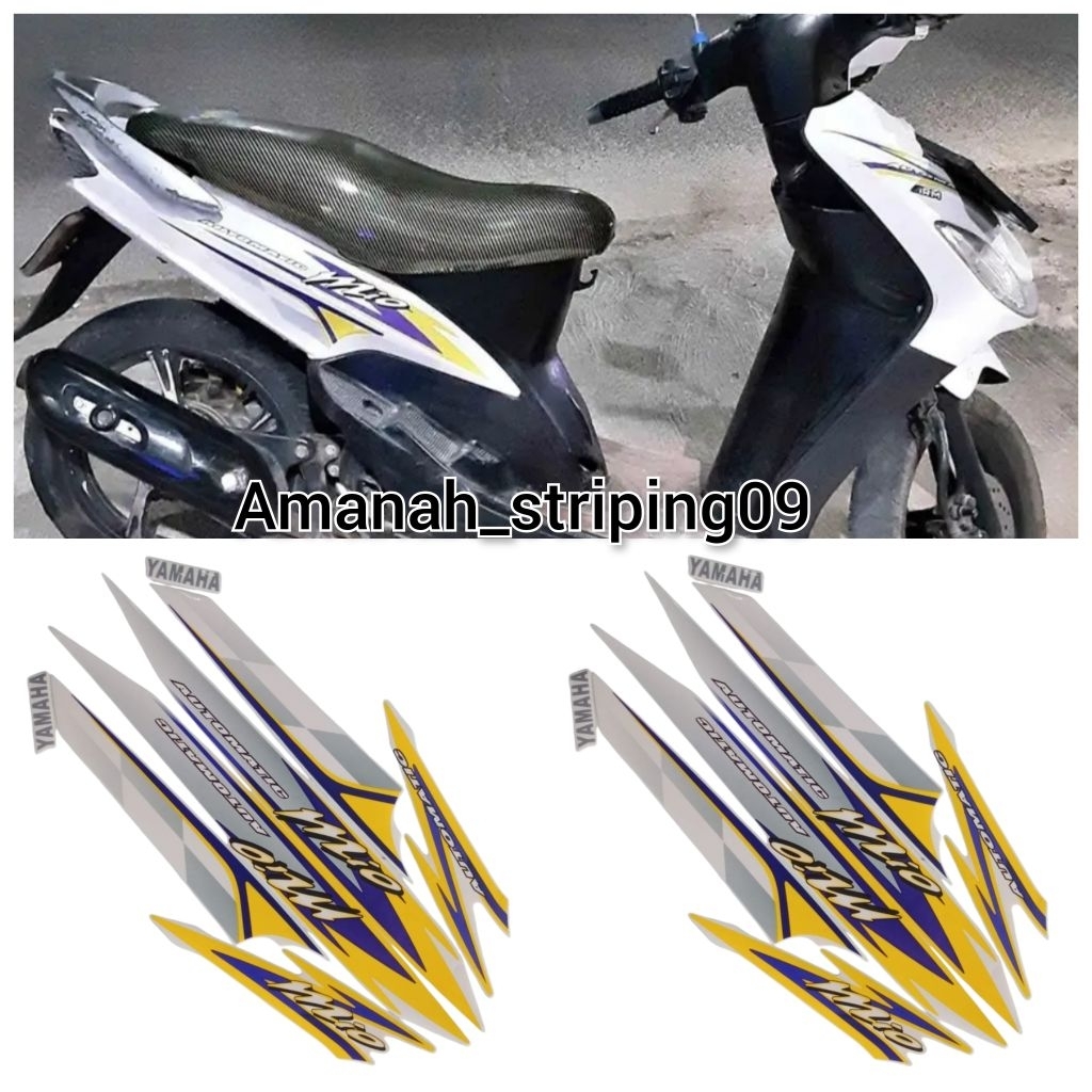 Set stiker striping standart motor mio sporty 2004 warna putih - body polet mio sporty putih ful set
