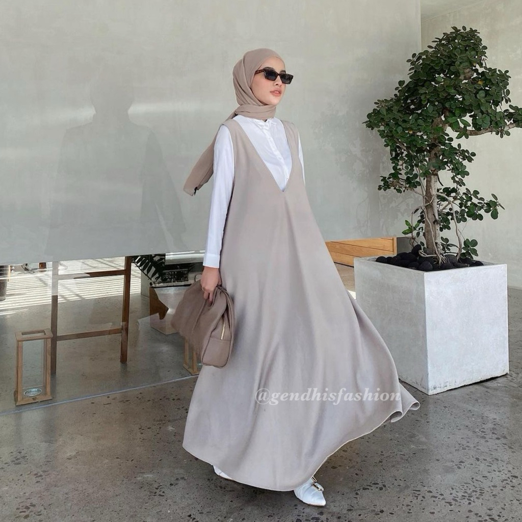 Minji Overall - Outer Dress Polos Mayung | Outer Tanpa Lengan Allsize Bigsize