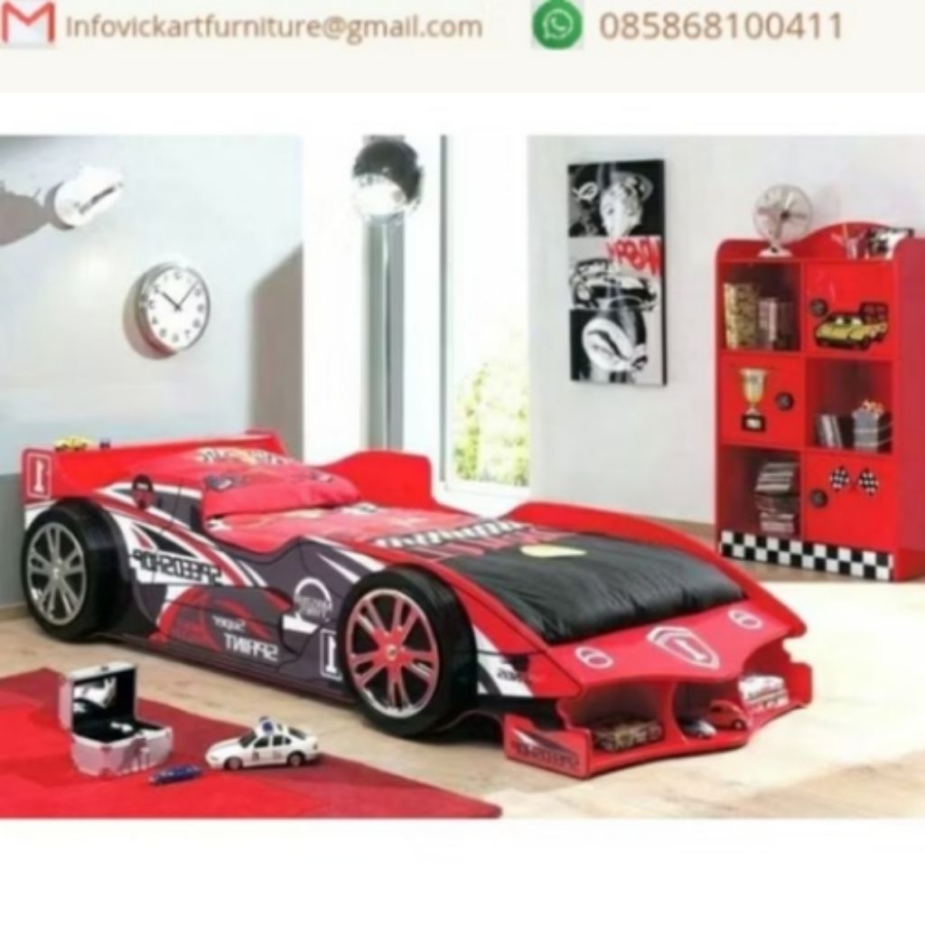 Tempat Tidur Anak Model Mobil Balap F1, Ranjang Anak Laki Laki Karakter Formula One