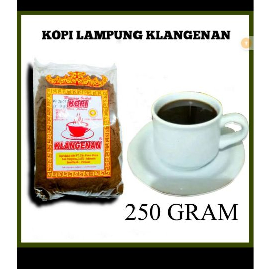 

Kopi Klangenan original Asli Lampung Kemasan 250/200 Gr - Kopi Bubuk Lampung Asli / Kopi Robusta kopi bubuk kiloan murah, Kopi Lampung Robusta Lampung Gilingan halus, kopi Lampung dengan kemasan yang praktis dan aroma yang enak, kopi lampung asli original