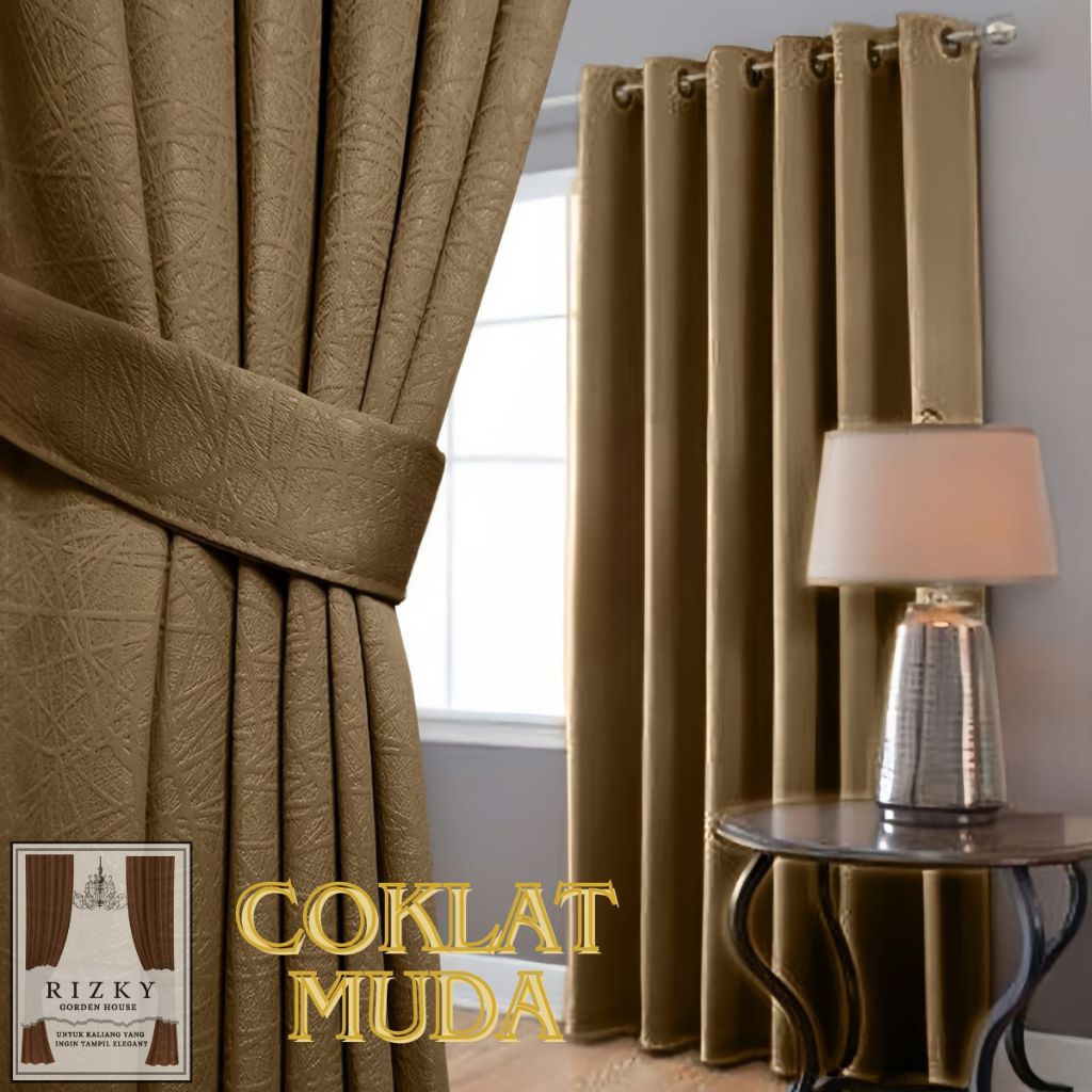Gorden Jendela Warna Coklat Muda | Gorden Ruang Tamu | Gorden Minimalis | Gorden Jendela Minimalis |