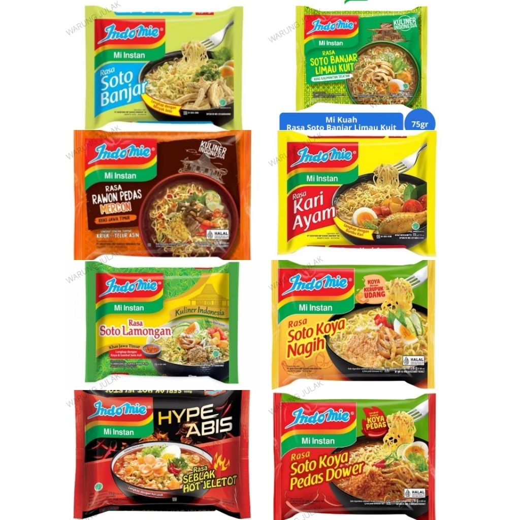 

Aneka mie indomie KUAH ALL variant