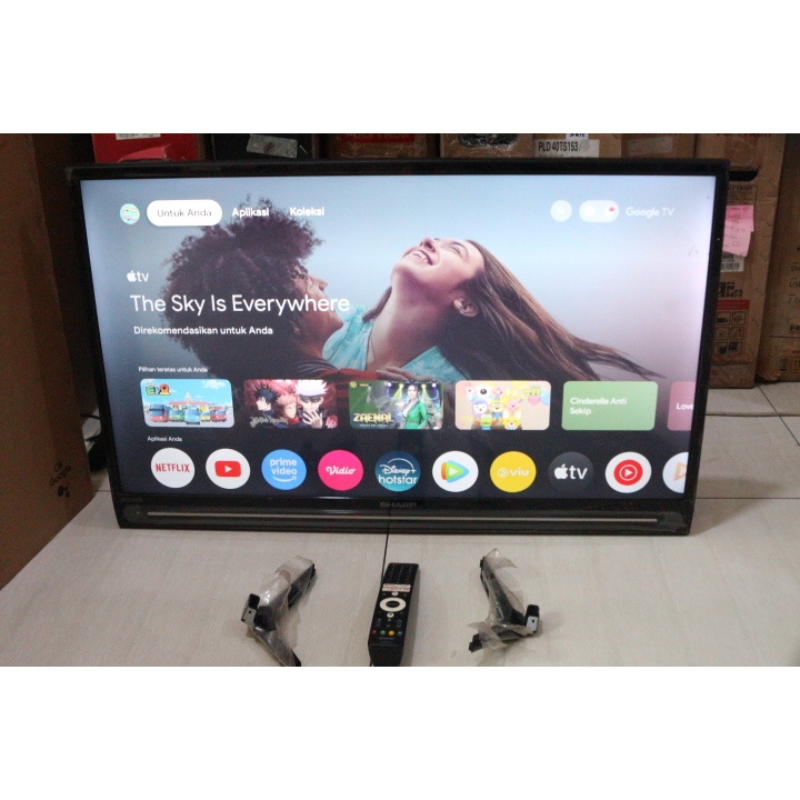 [+free palet kayu] TV SECOND SHARP 32 INCH GOOGLE TV BLUETOOHT NETFLIX YOUTUBE WIFI VOICE HDMI5263F