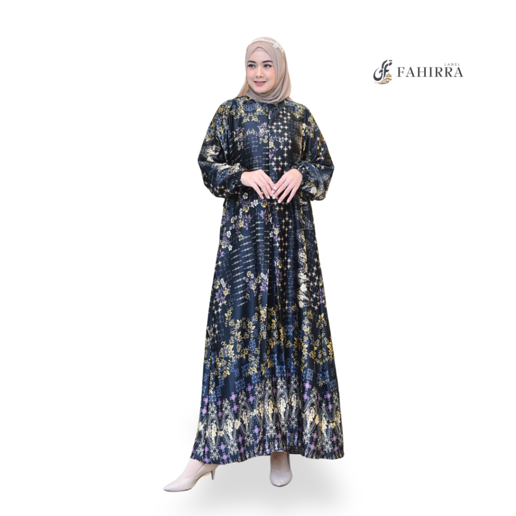 FAHIRRA LABEL Baju Gamis Aqilla Bahan Silk Premium Warna Hitam