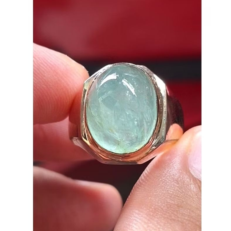 Natural zamrud / emerald beryl ring perak suasa