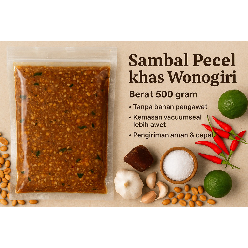 

Sambel Pecel 500gram asli Wonogiri Pedas Sedang