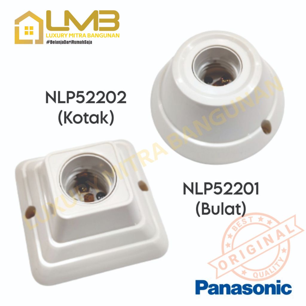 Fitting Lampu Plafon Panasonic E27 | Bulat & Kotak | Fitting Tempel Plafon Tembok Original