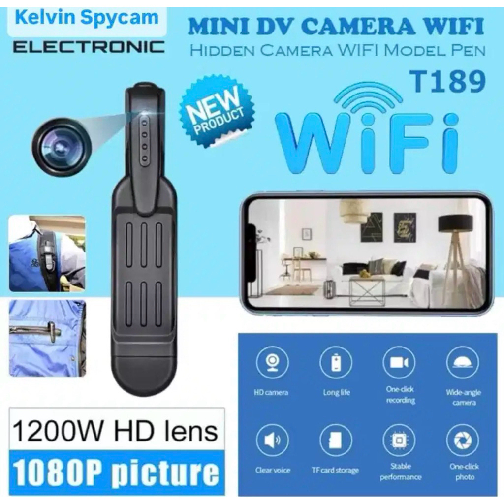 Spy Cam Pen Clip Wifi 1080P Pulpen T189 Kamera Pengintai Spycam Video