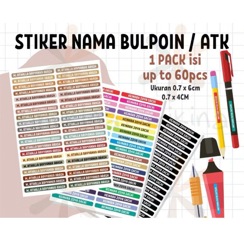 

STIKER NAMA BOLPOIN / PULPEN / PENSIL / ATK