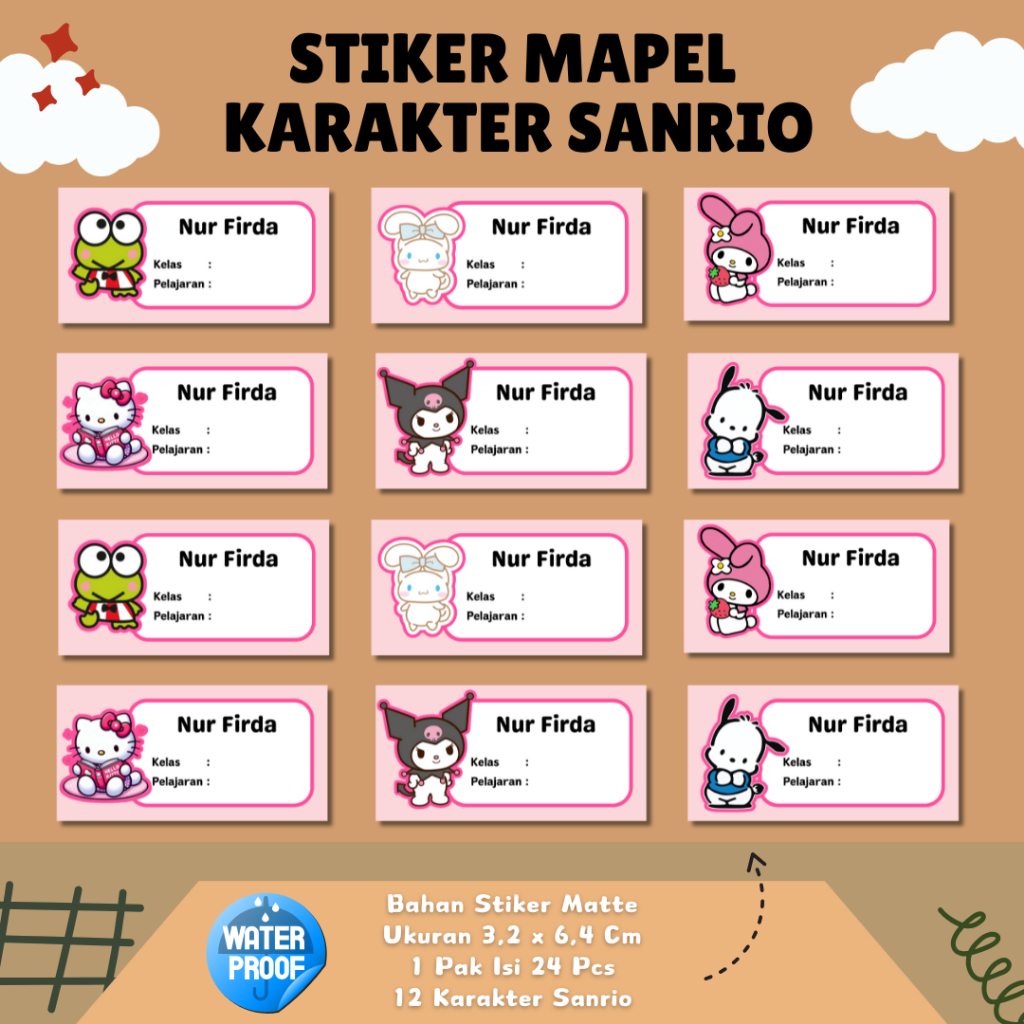 

(isi 24) Stiker Label Mata Pelajaran Sekolah Karakter Sanrio / stiker label mapel / Stiker Label Buku Sekolah / Stiker Mapel TK SD / Stiker Karakter Lucu