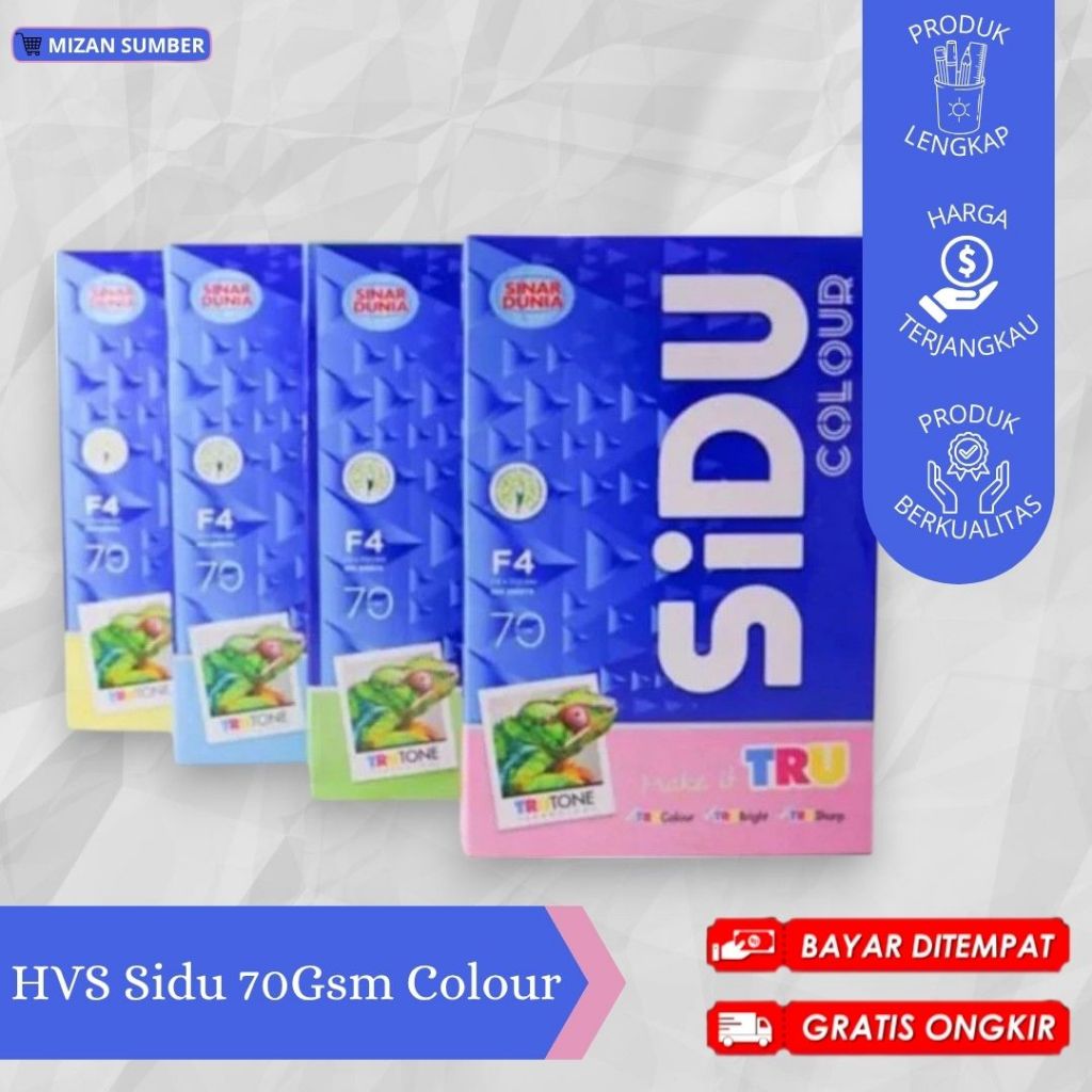 

KERTAS HVS SIDU 70GSM COLOUR / KERTAS HVS / HVS SIDU 70GSM / MURAH / ATK CIREBON / COD /FREE ONGKIR