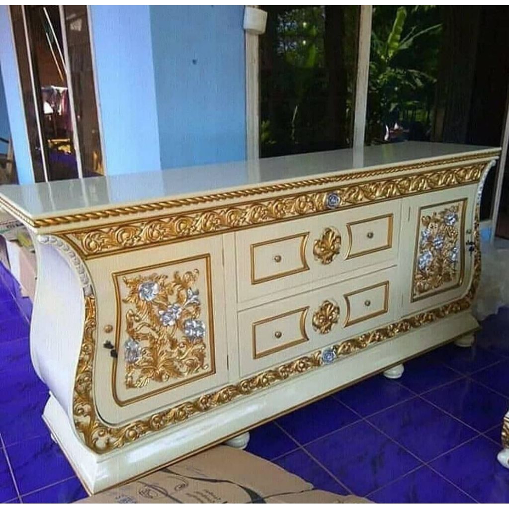 Promo Bufet TV Biola Duco Putih | Meja TV Jati