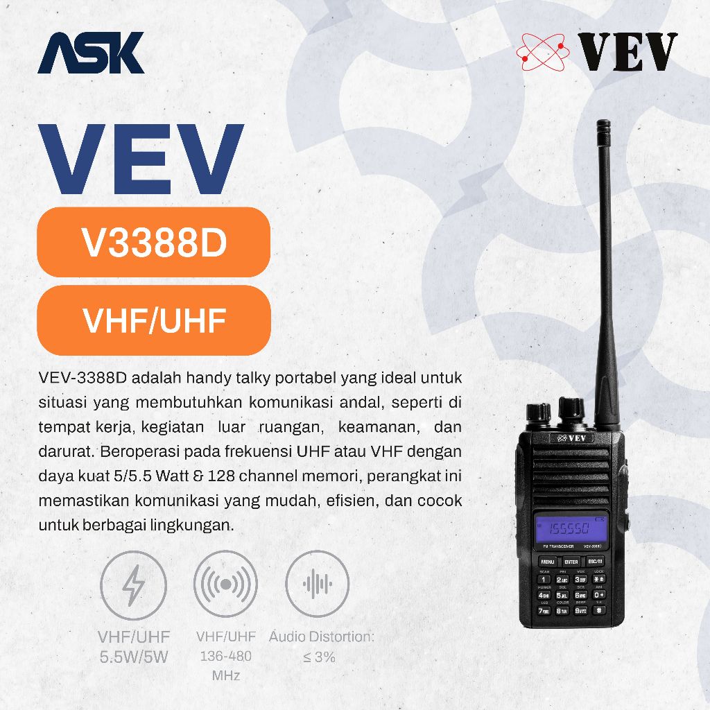 Handy Talky V3388D VEV / HT V 3388D Single Band