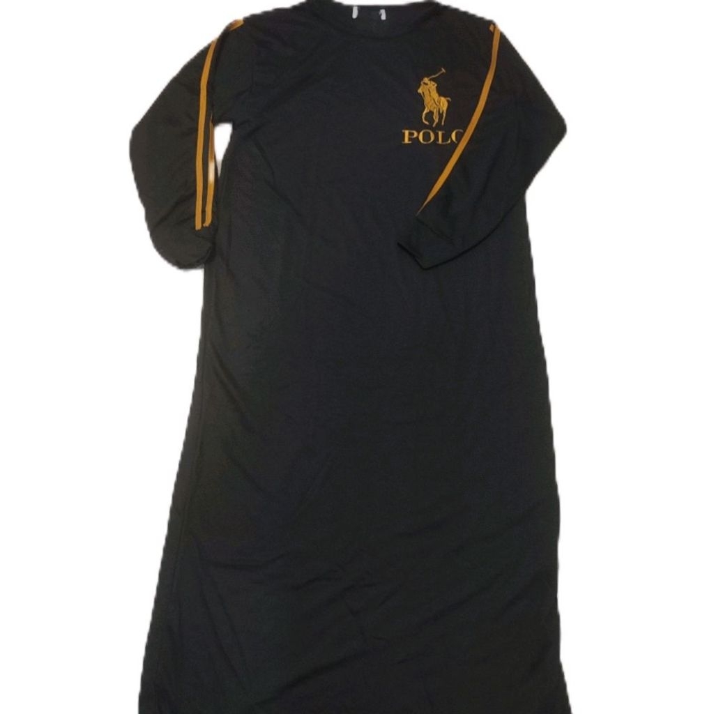 SALE LONG TUNIK HITAM / TUNIK WANITA POLOS KOMBINASI BORDIR