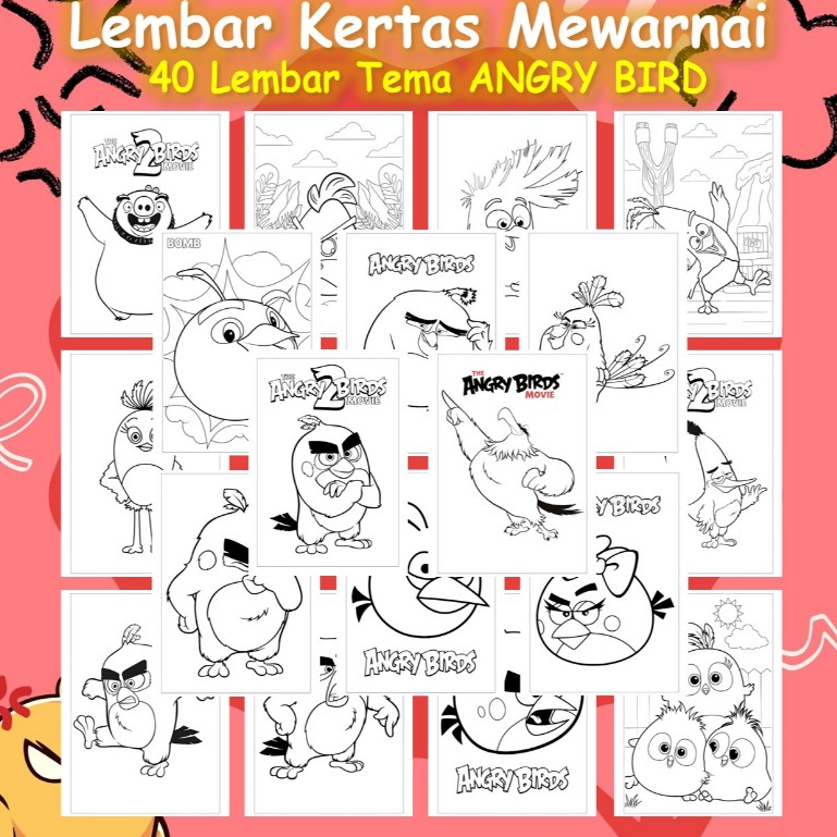 

Kertas Gambar 40 Lembar - Kertas Mewarnai Tema ANGRY BIRDS - Coloring Pages A4 A5