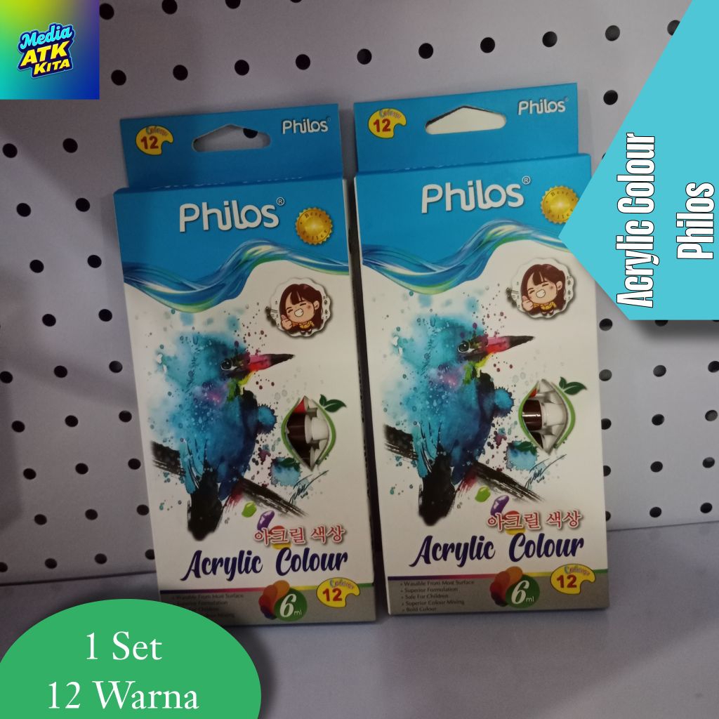 

[1 Set] Cat Acrylic Colour Philos 12 Warna 6ml
