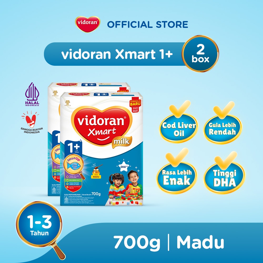 Vidoran Xmart 1+ Imun Up Susu Formula All Variant  [700 g]  / 2 pcs - Exp : 10.2026