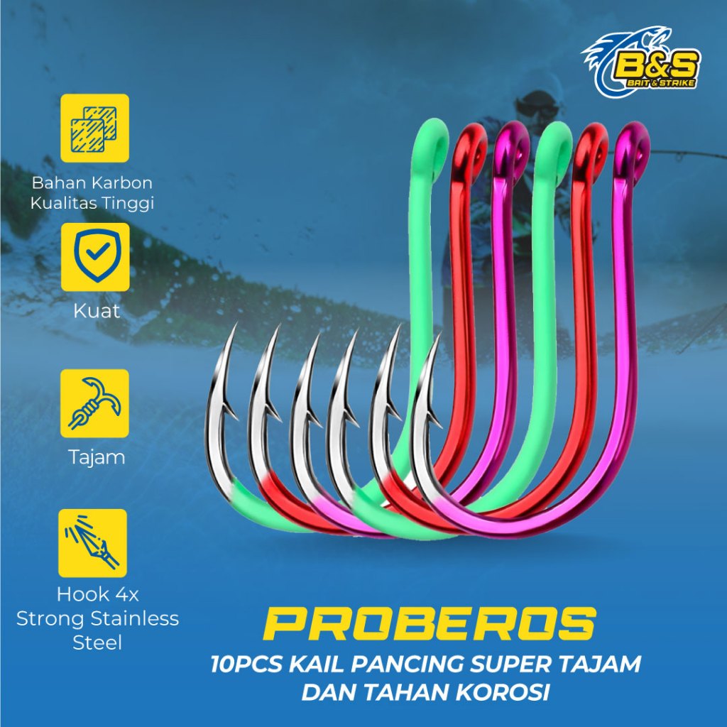 Proberos 10pcs Kail Pancing Super Tajam Dan Tahan Korosi KUP019