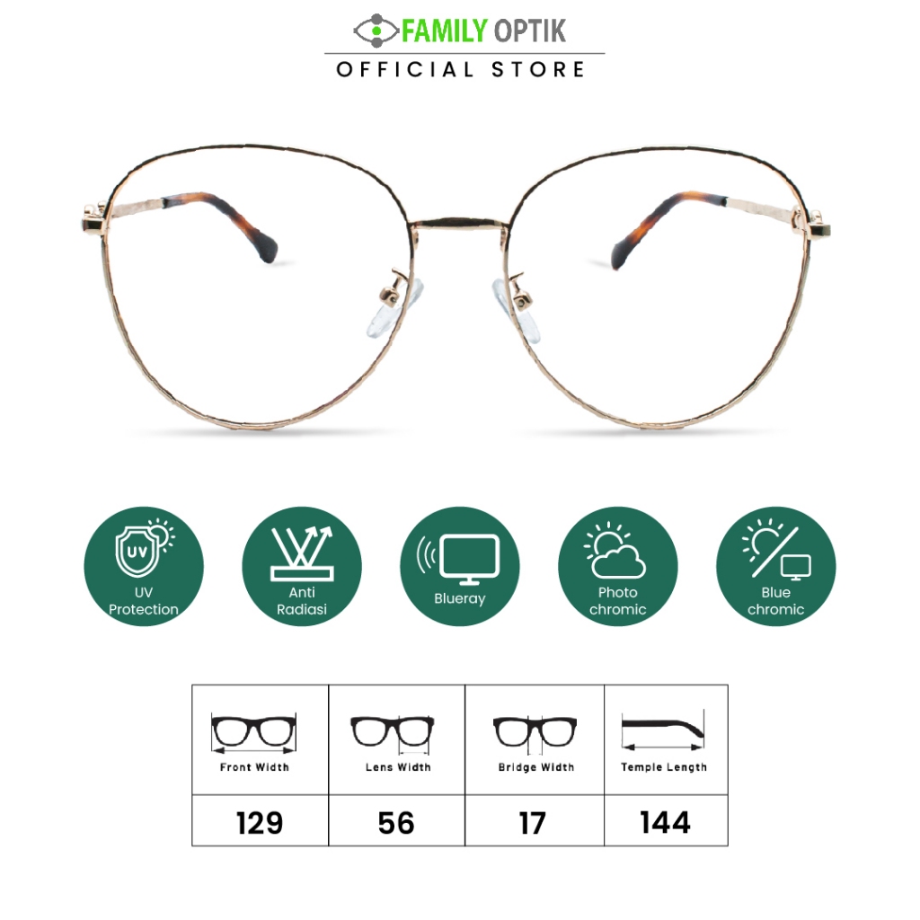 Family Optik - Frame Kacamata Blush On Joanna France 0838 Anti Radiasi Bluecromic Photocromic Minus 