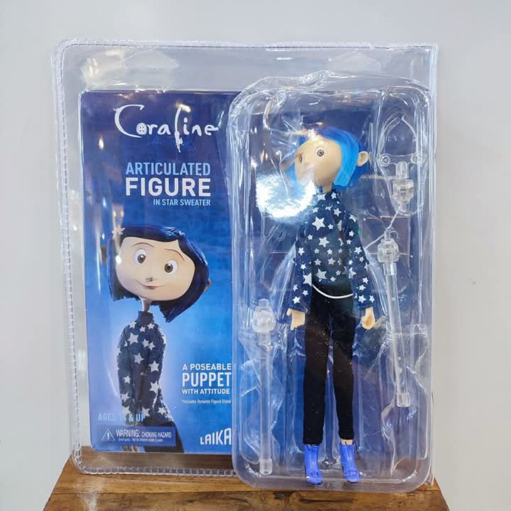 mainan action figure coraline articulated series neca a possable puppet in star sweater tinggi sekit