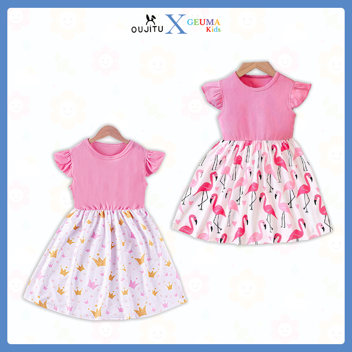 Dress Anak Perempuan Cantik Bahan Katun Adem size 90-150 by Oujitu