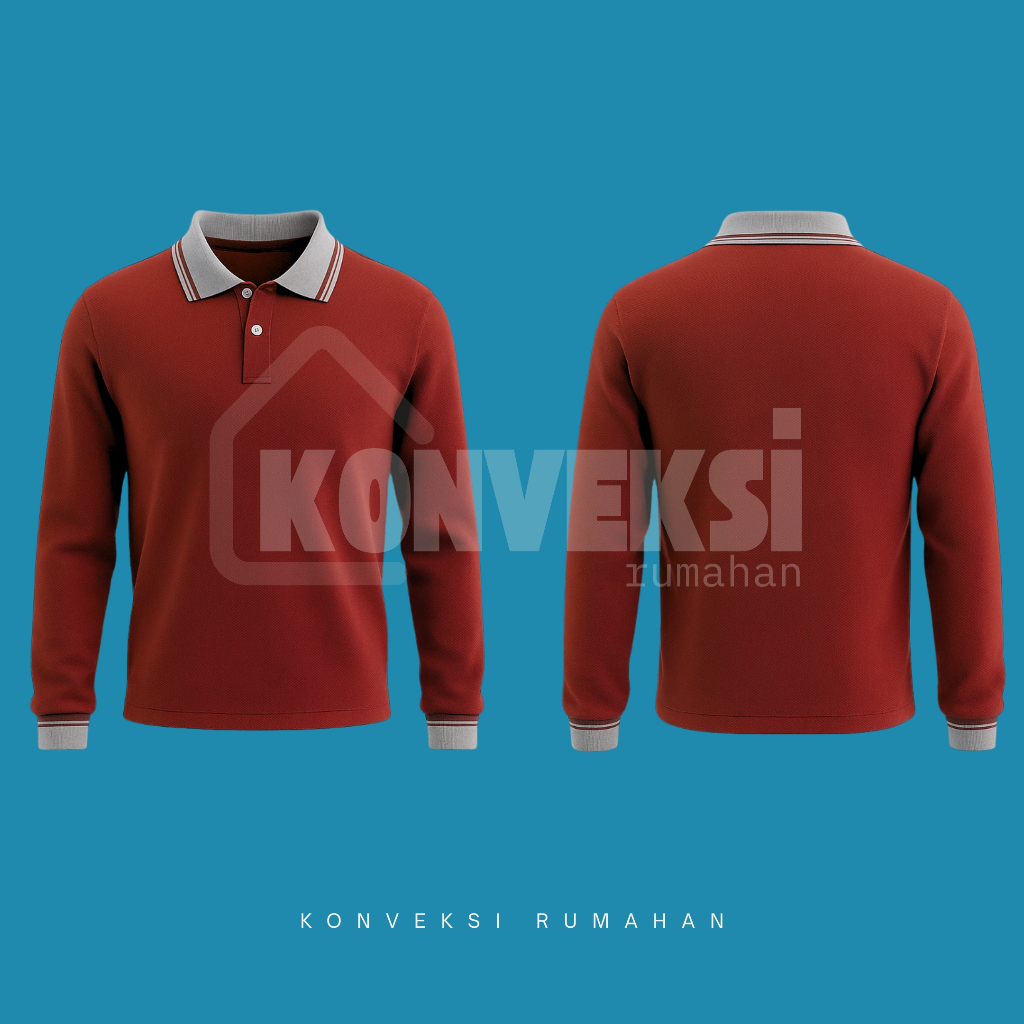 KAOS KERAH PRIA PANJANG [MERAH MAROON ABU] KAOS POLO WANGKY POLO SHIRT KAOS POLOS POLO KAOS KERAH