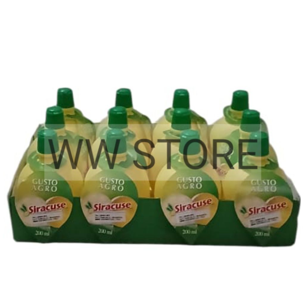 

Minuman jus saus perendam sari buah lemon Siracuse isi 12 botol x 200ml dalam kemasan dus kotak karton kardus