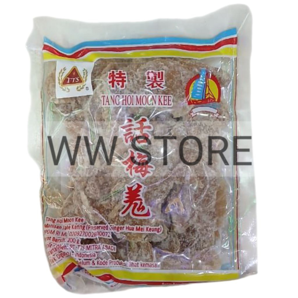 

Manisan jahe kering TTS TANG HOI MOON KEE Preserved Dried Ginger Hua Mei Keung 200g