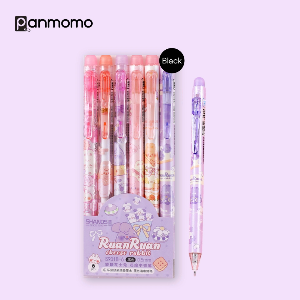 

Pulpen Tinta Hitam Set 6 Pcs - Pena Cheese Rabbit Pen Set Ballpoint Bolpen Anak Sekolah Stationery